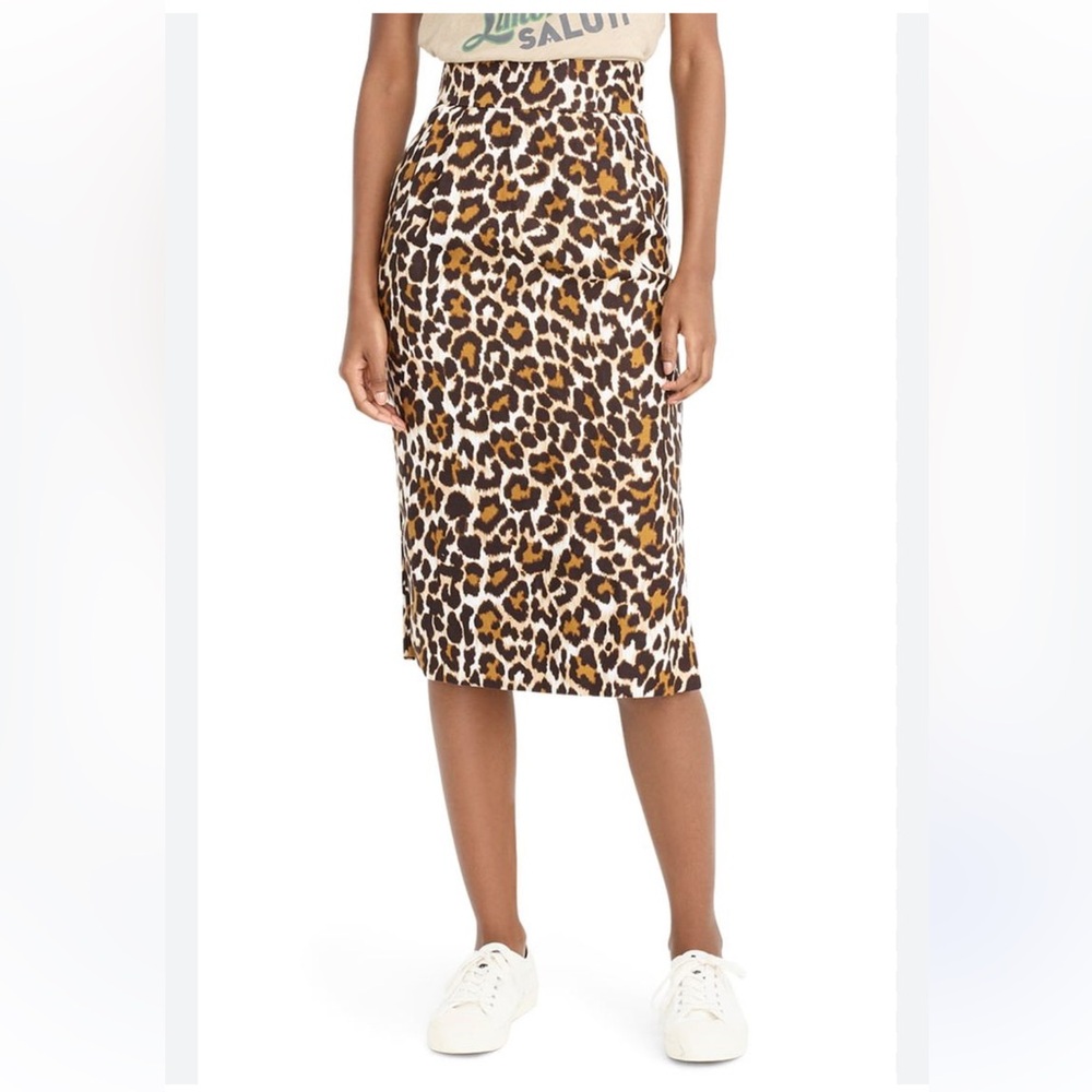 J. Crew Leopard Print Midi Skirt